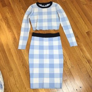 Endless rose plaid two piece crop top skirt set